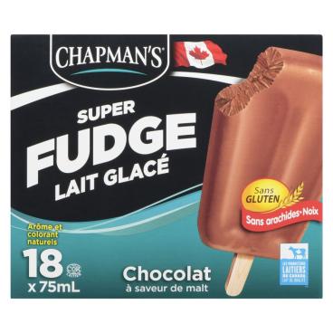 Chapman's Barres de lait glacé chocolat à saveur de malt Super Fudge 18x75ml