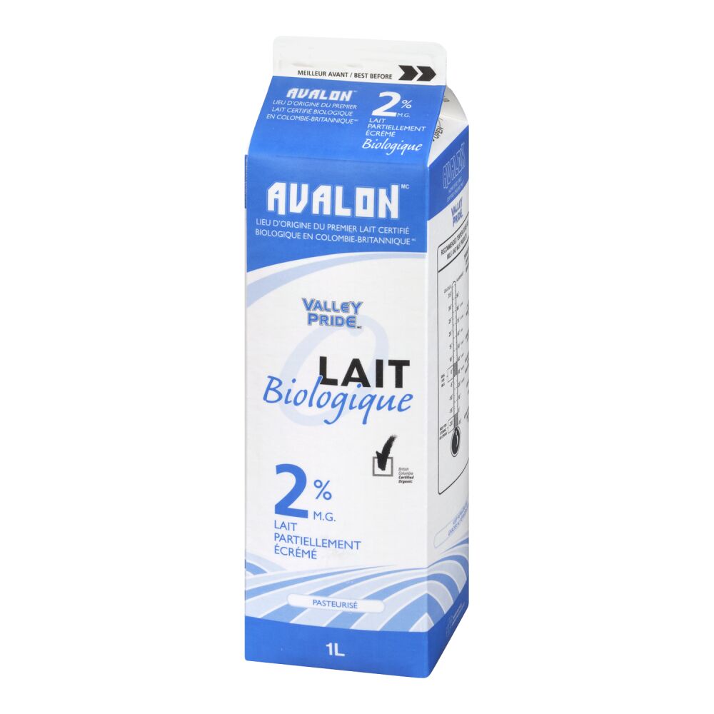 Valley Pride Lait partiellement écrémé biologique 2% M.G. 1L