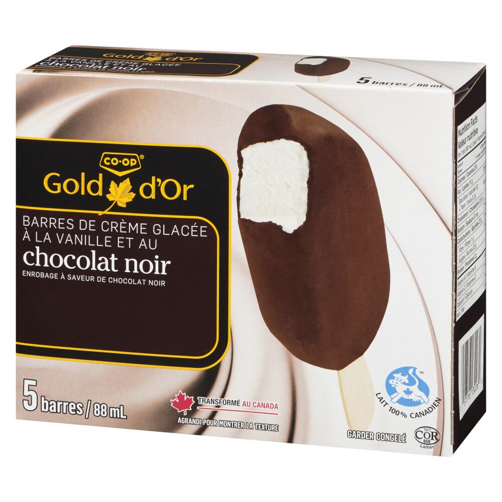 CO-OP Gold Barres de crème glacée vanille et chocolaté noir 5x88ml