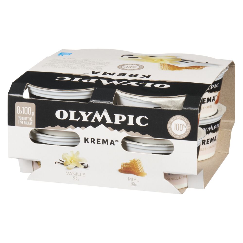 Olympic Krema Yogourt de type balkan vanille miel 9% M.G. 8x100g