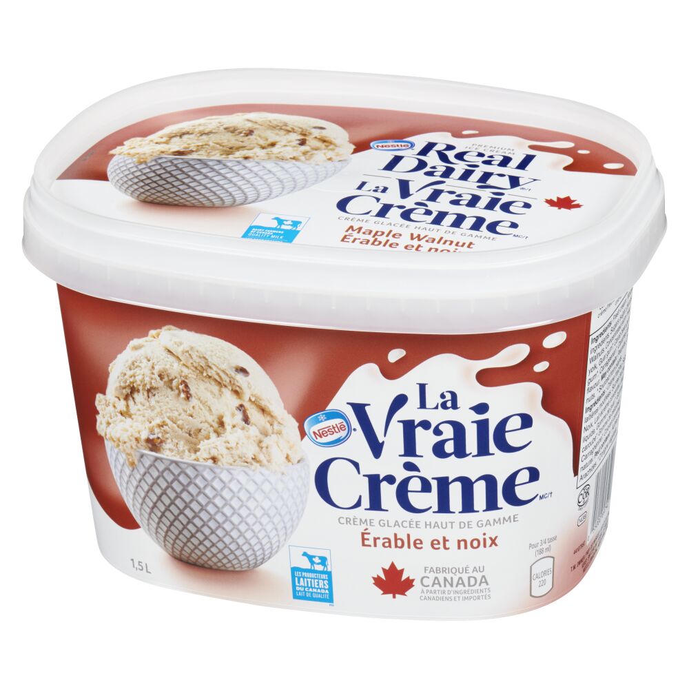 La Vraie Crème Crème glacée premium érable et noix 1.5L