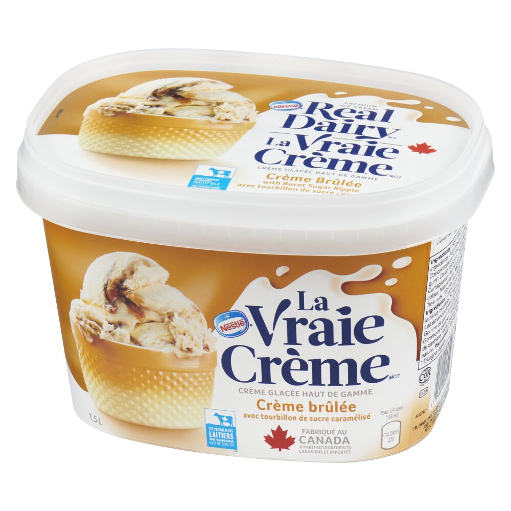 La Vraie Crème Crème glacée haut de gamme crème brûlée avec tourbillon de sucre caramélisé 1.5L
