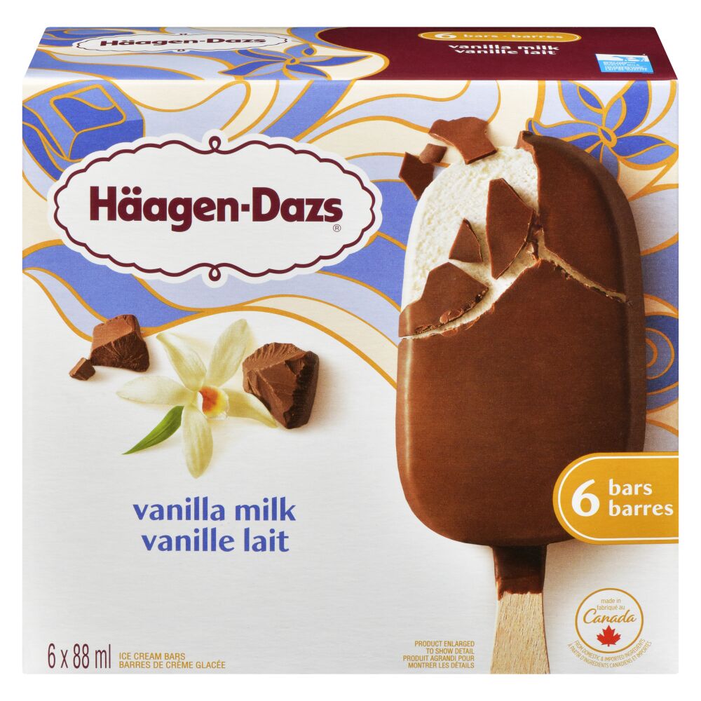 Häagen-Dazs Vanilla Milk Ice Cream Bars 6x88ml