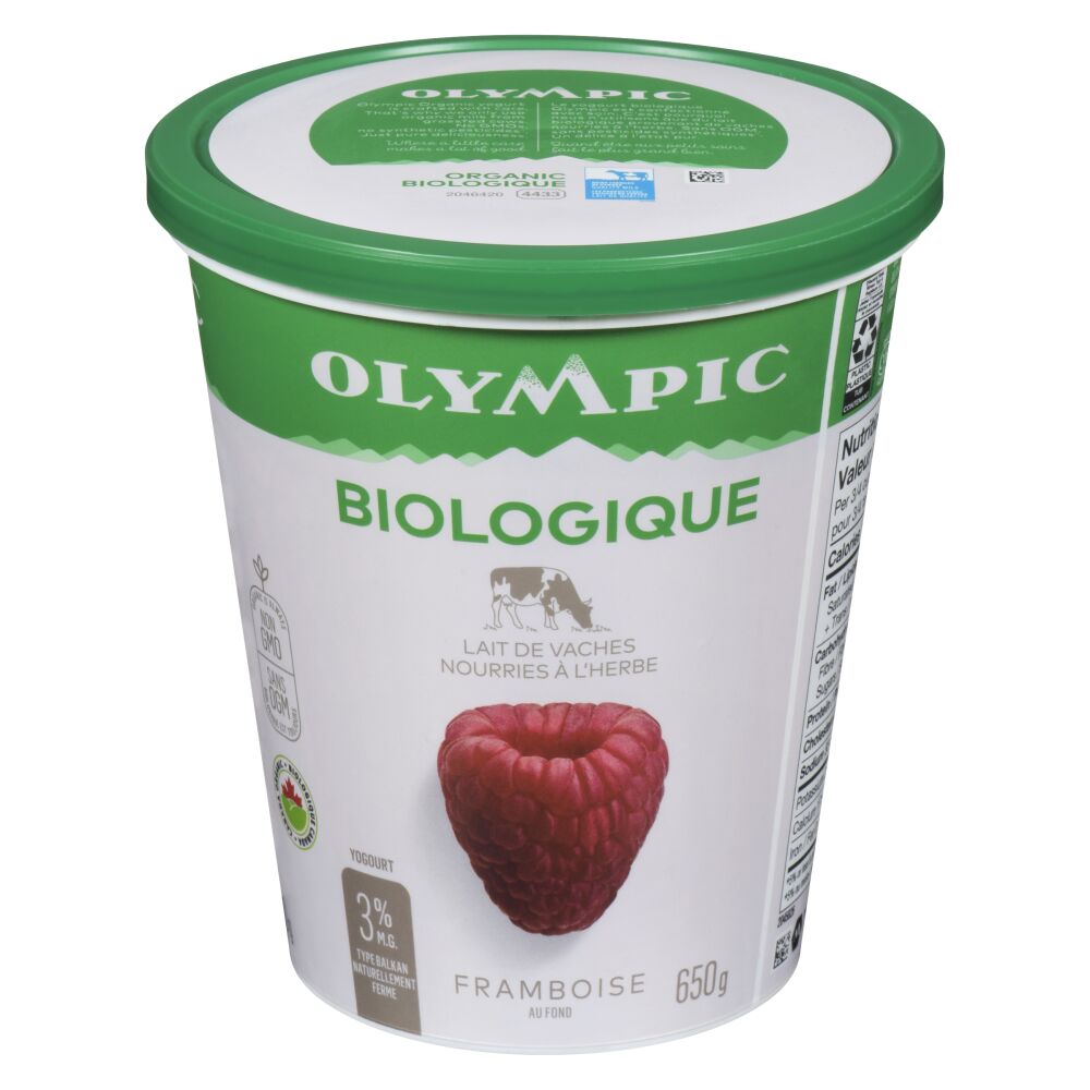 Olympic Yogourt biologique framboise de type balkan 3% M.G. 650g