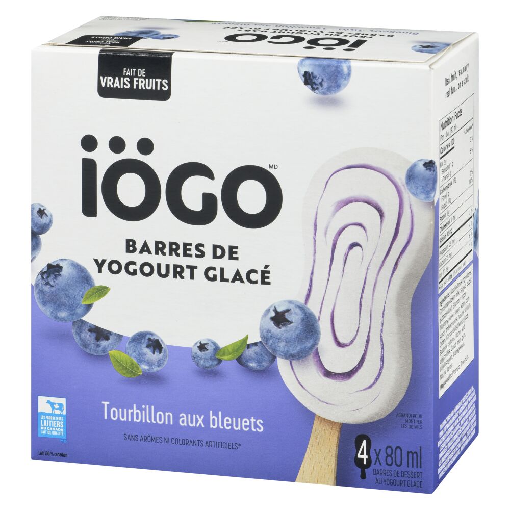 Iögo Barres de yogourt glacé tourbillon aux bleuets 4x80ml
