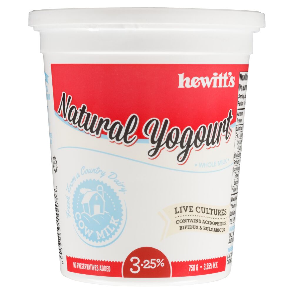 Hewitt's Dairy Natural Whole Milk Yogurt 3.25% M.F. 750g
