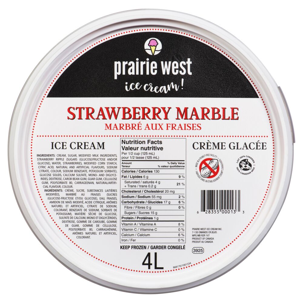 Prairie West Ice Cream! Strawberry Marble Ice Cream 4L