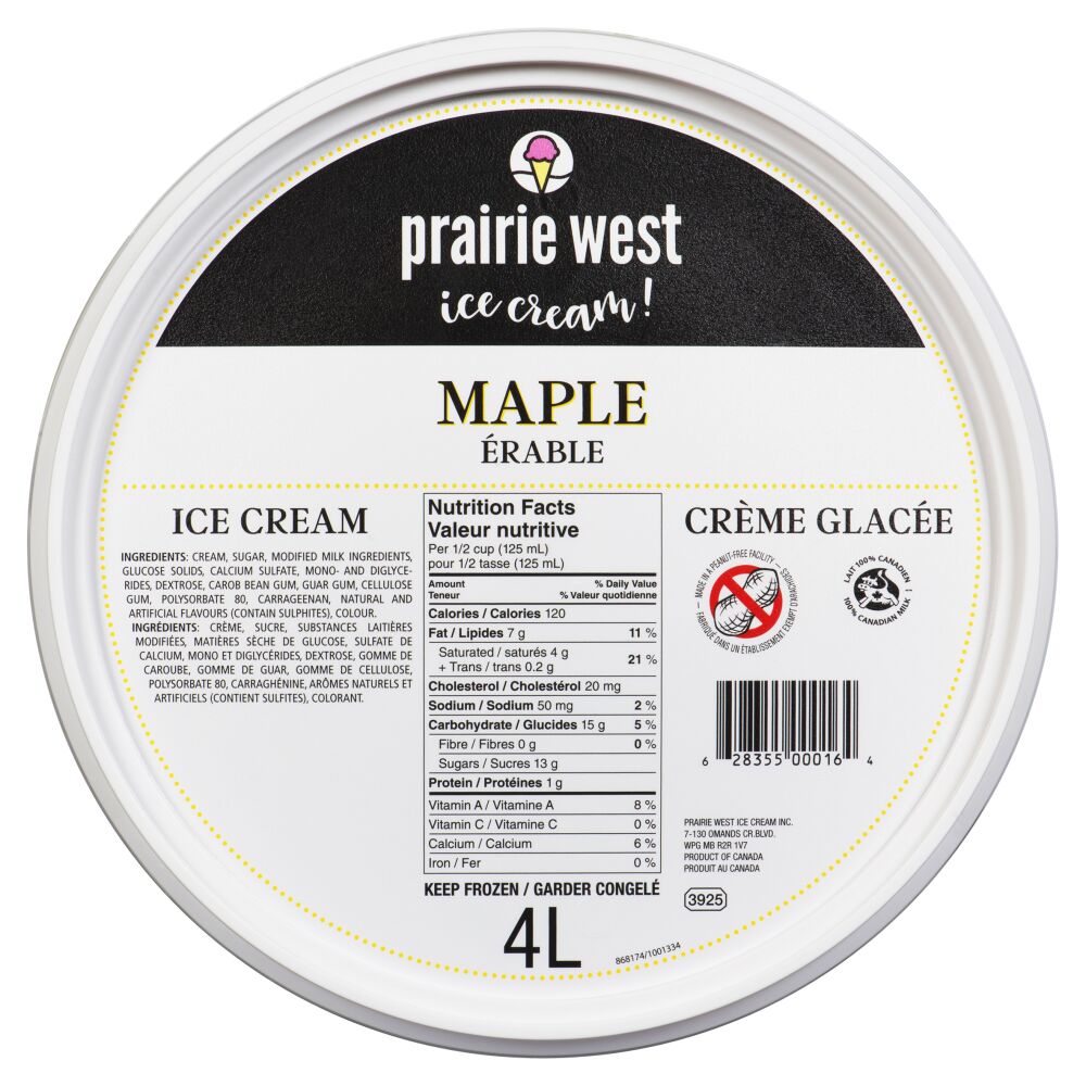 Prairie West Ice Cream! Maple Ice Cream 4L