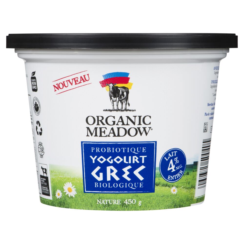 Organic Meadow Yogourt grec nature probitique biologique 4% M.G. 450g