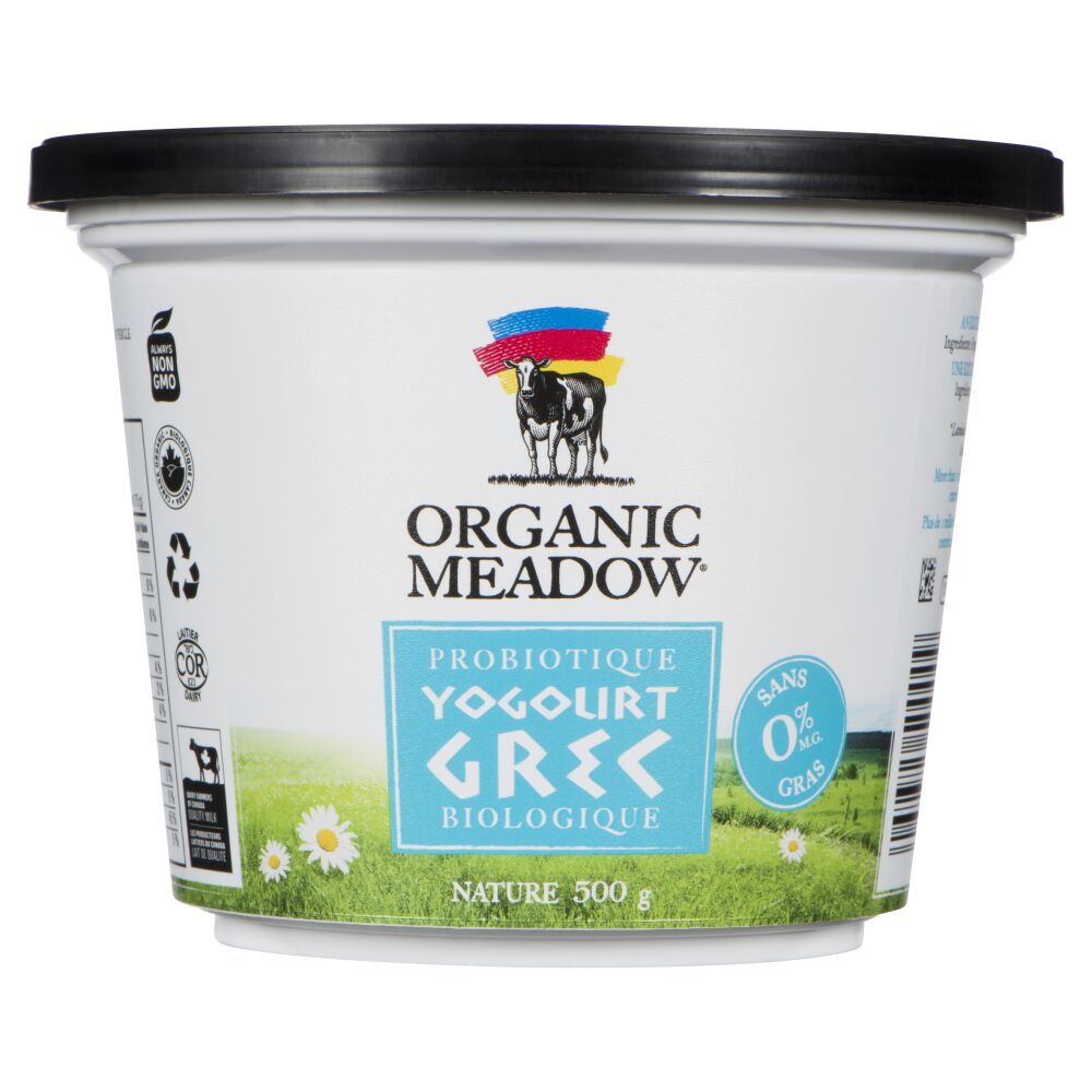 Organic Meadow Yogourt grec nature probiotique biologique 0% M.G. 500g
