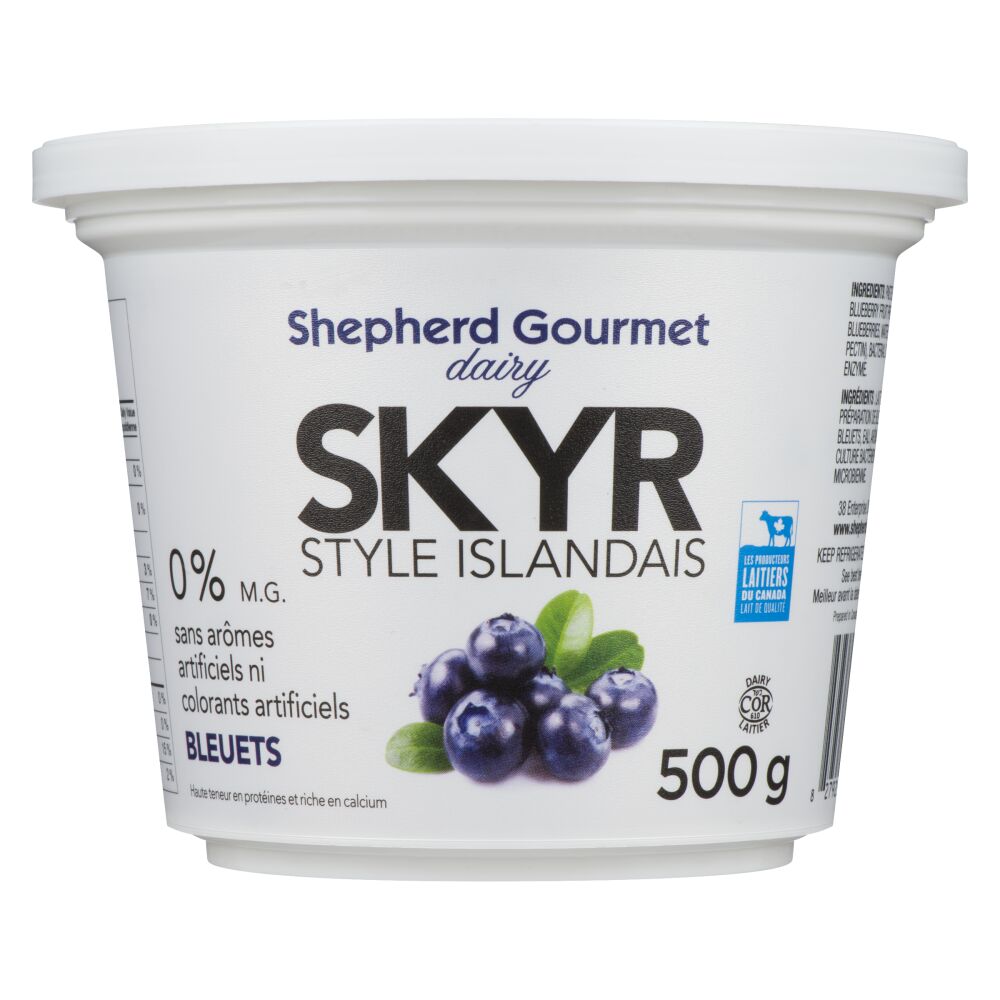 Shepherd Gournet Dairy Yogourt skyr style islandais aux bleuets 0% M.G. 500g