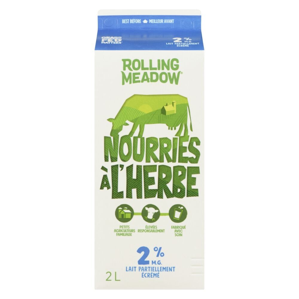 Rolling Meadow Lait partiellement écrémé nourries à l'herbe 2% M.G. 2L