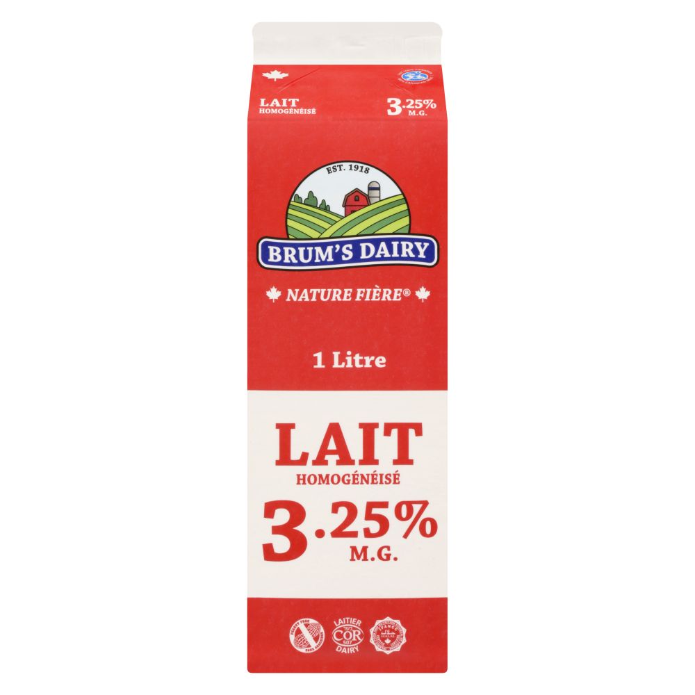 Brum's Dairy Lait homogénéisé 3.25% M.G. 1L