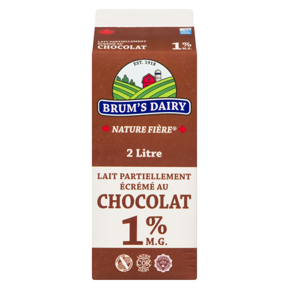 Brum's Dairy Lait partiellement écrémé au chocolat 1% M.G. 2L