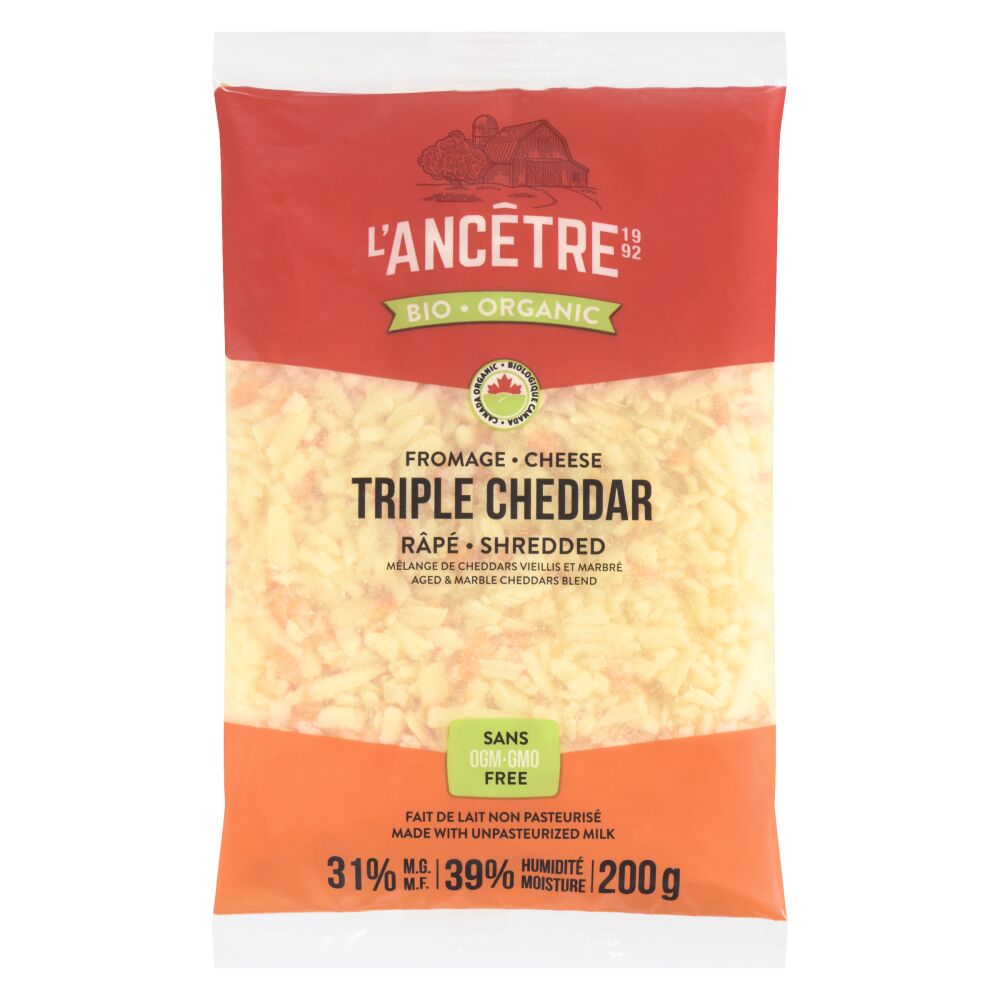 L'Ancêtre Organic Shredded Triple Cheddar 200g