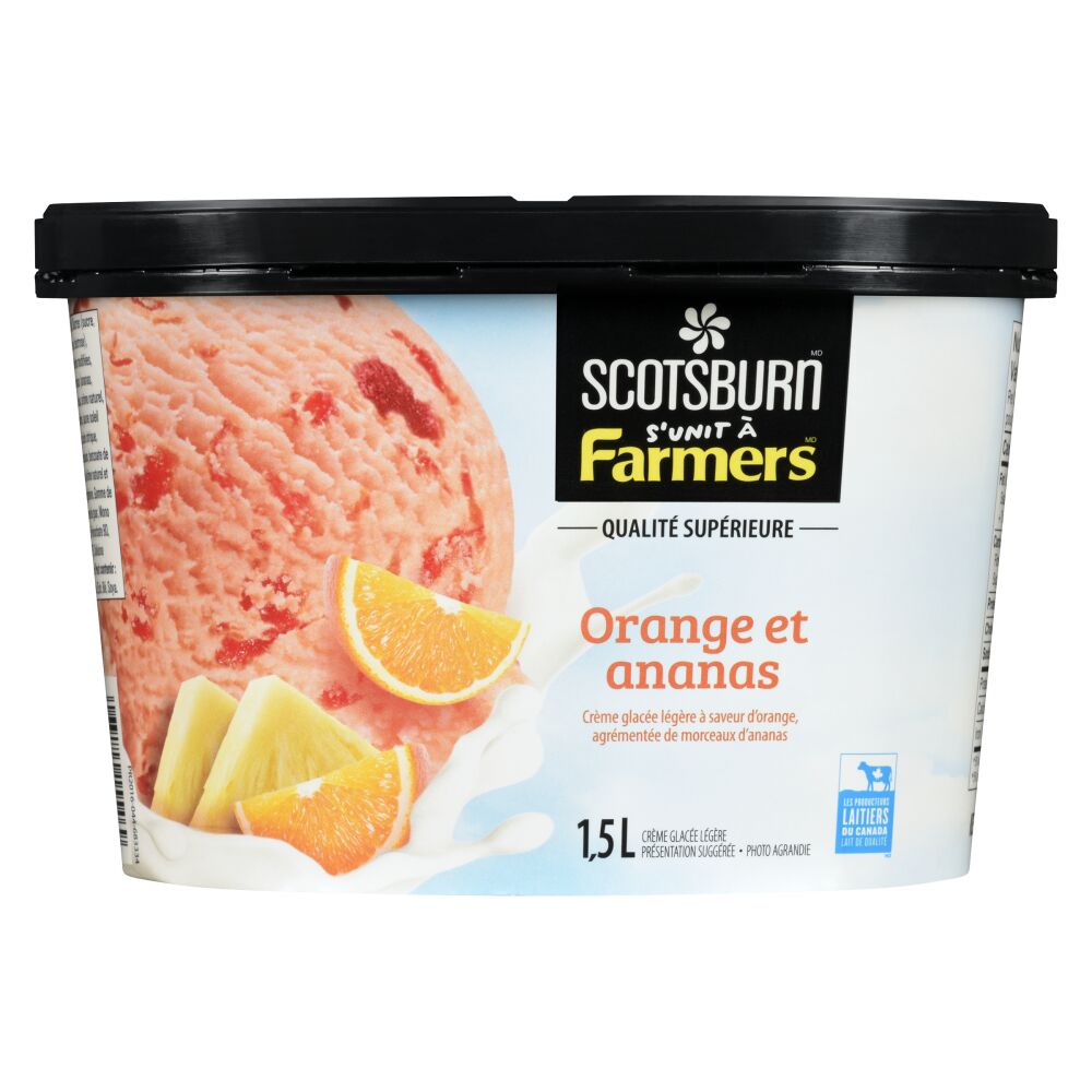 Scotsburn s'unit à Farmers Crème glacée légère de qualité supérieure orange et ananas 1.5L