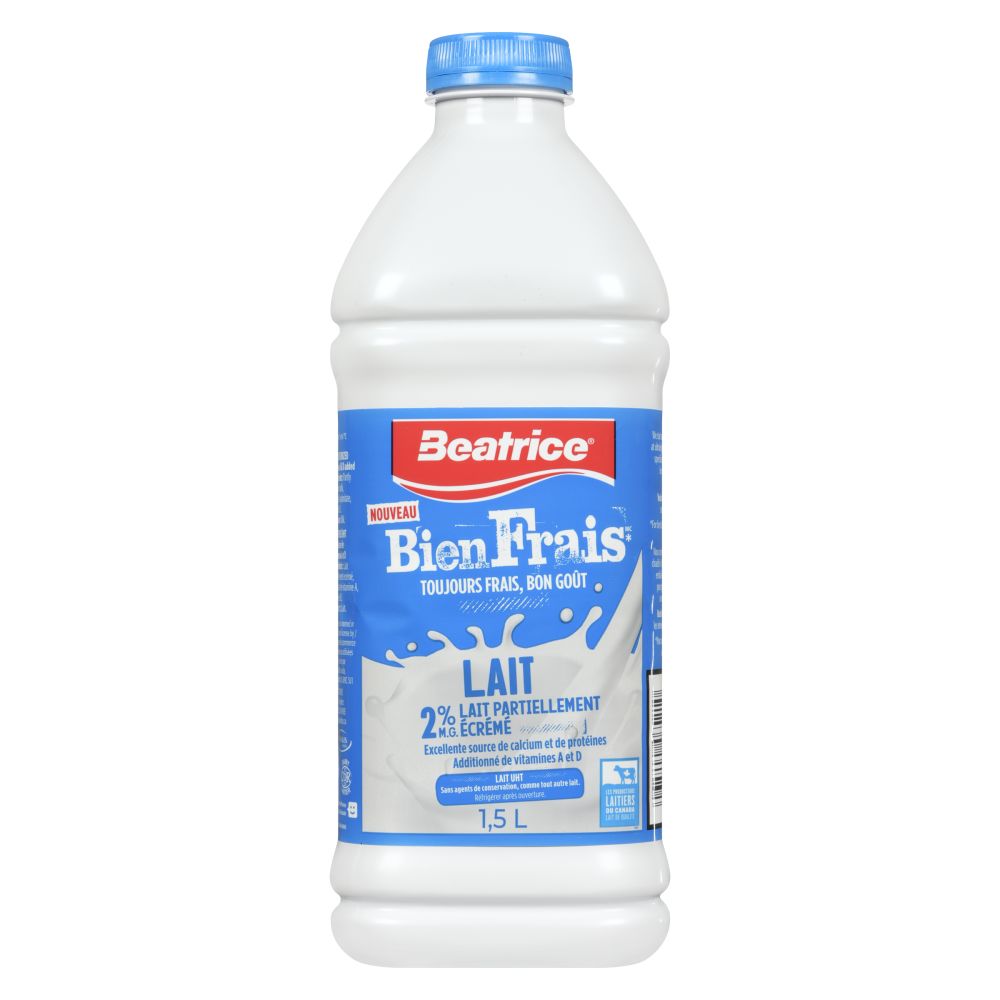 Beatrice BienFrais lait partiellement écrémé 2% M.G. 1.5L