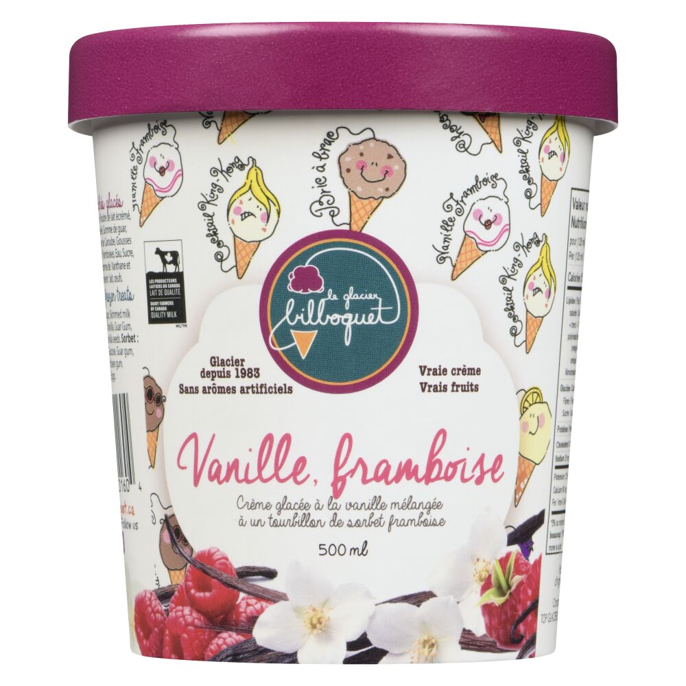 Le glacier bilboquet Crème glacée vanille marbré framboise 500ml