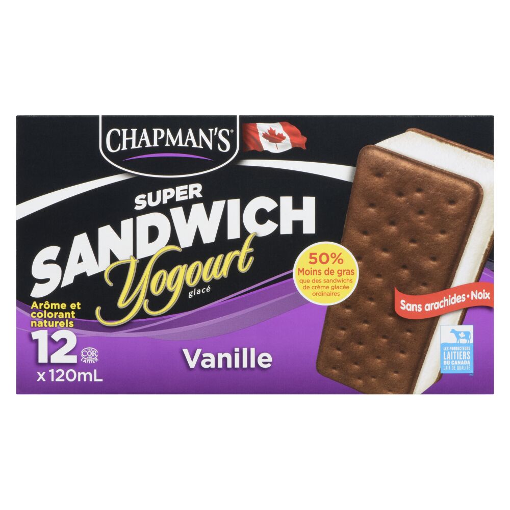 Chapman's Super sandwich yogourt glacé vanille 12x120ml