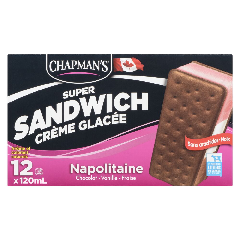 Chapman's Super sandwichs à la crème glacée napolitaine 12x120ml