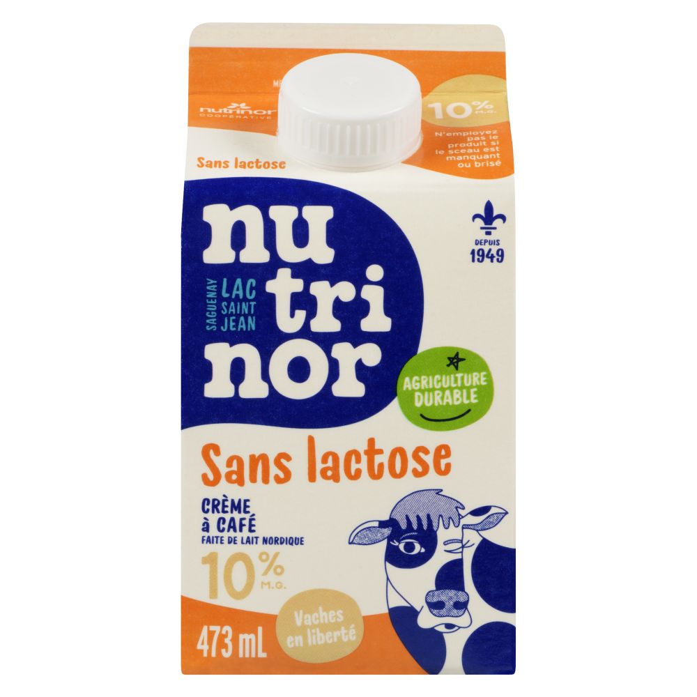 Nutrinor Crème à café nordique sans lactose 10% M.G. 473ml