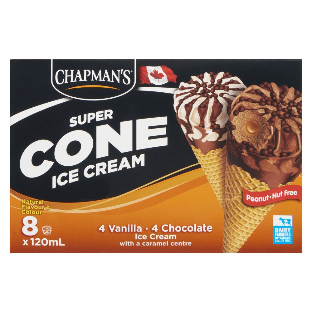 Chapman's Vanilla And Chocolate Super Ice Cream Cones 8x120ml