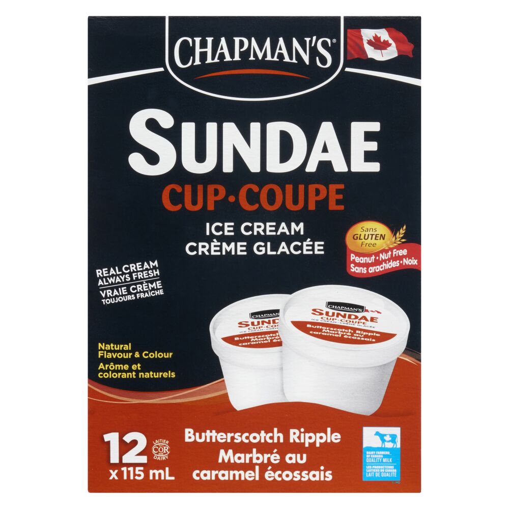 Chapman's Sundae Cup Butterscotch Ripple Ice Cream 12X115ml