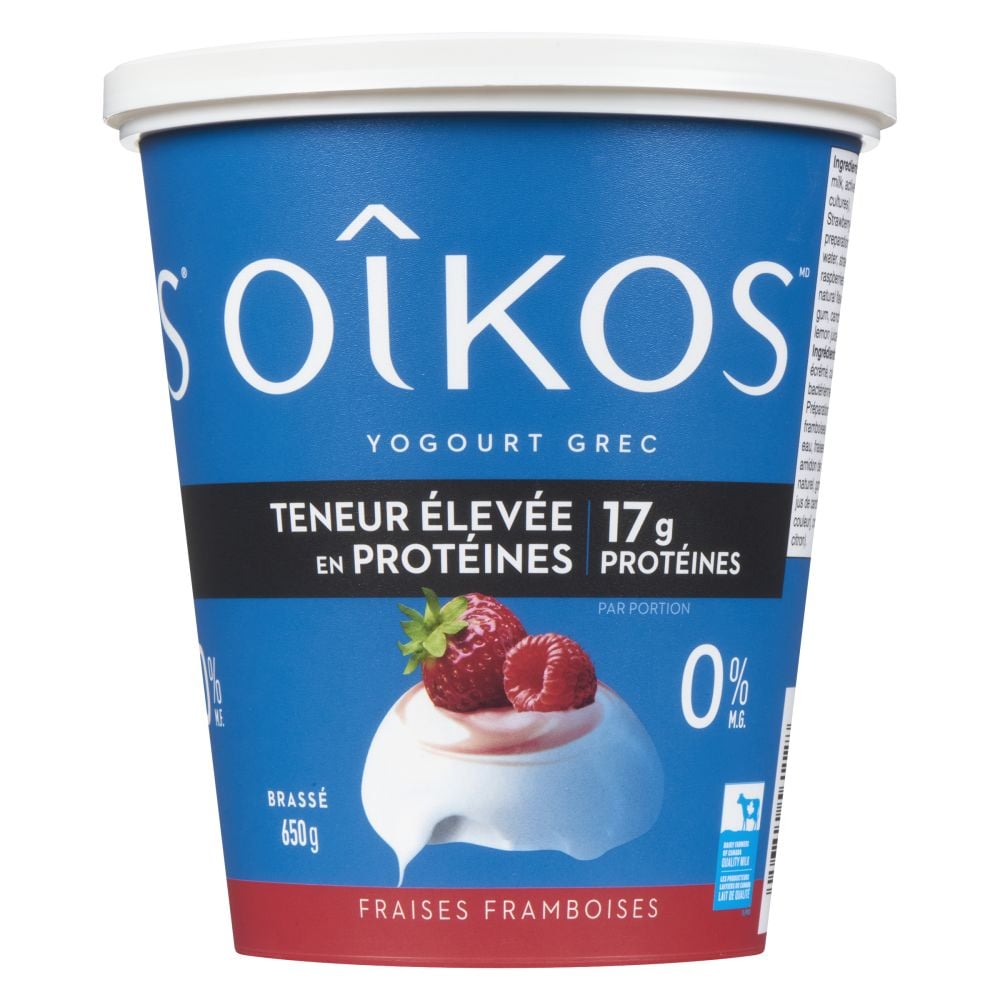 Oîkos Yogourt grec fraises framboises 0% M.G. 650g