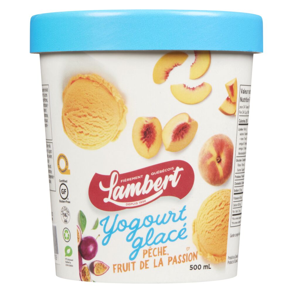 Lambert Yogourt glacé pêches et fruit de la passion 500ml