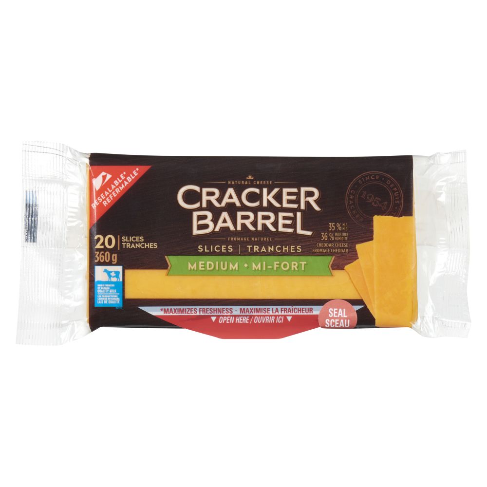 Cracker Barrel Sliced Medium Natural Cheese 360g