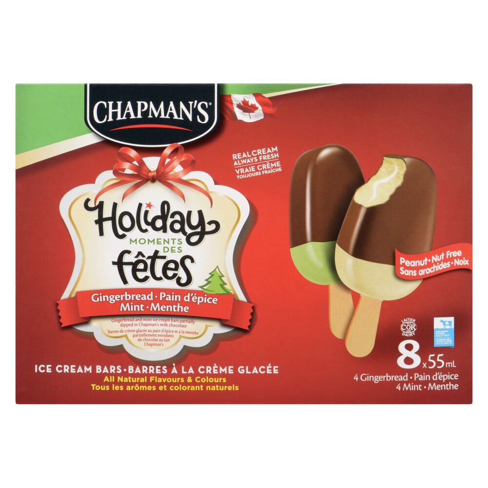 Chapman's Holiday Moments Gingerbread And Mint Ice Cream Bars 8x55ml