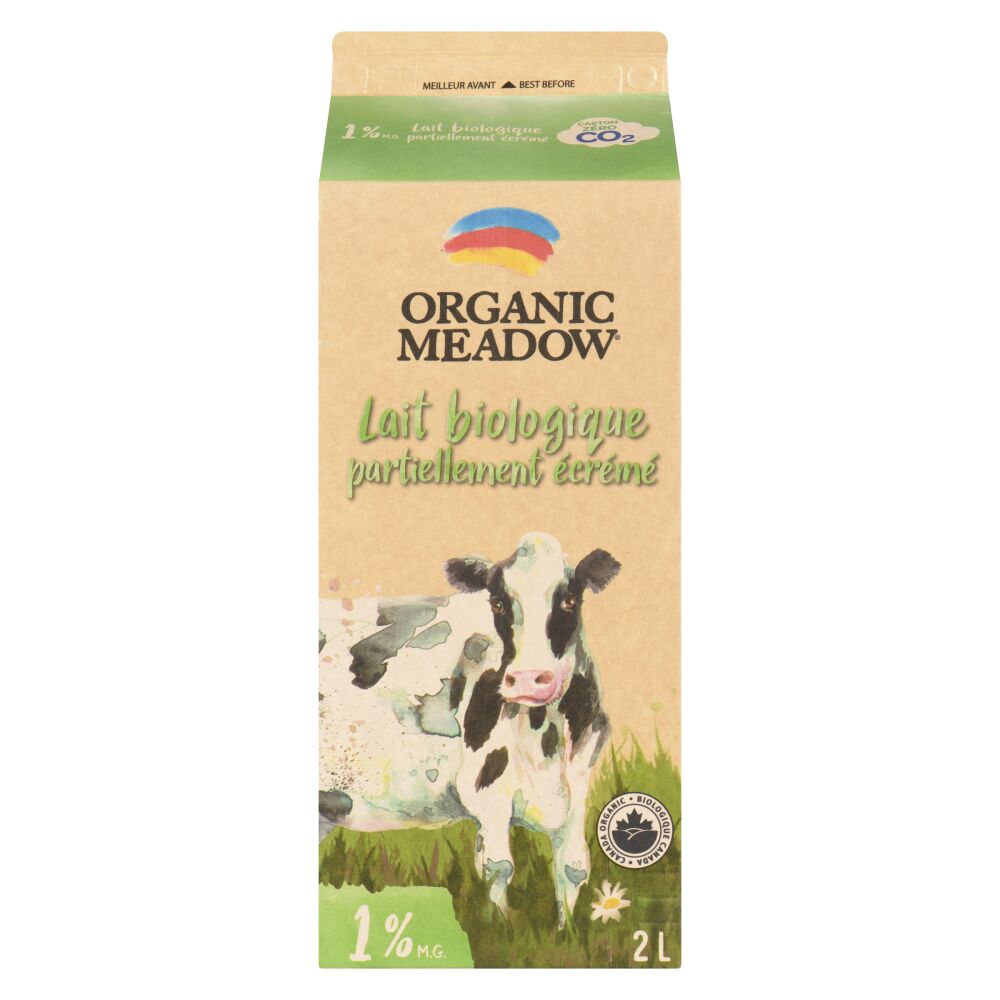 Organic Meadow Lait partiellement écrémé biologique 1% M.G. 2L