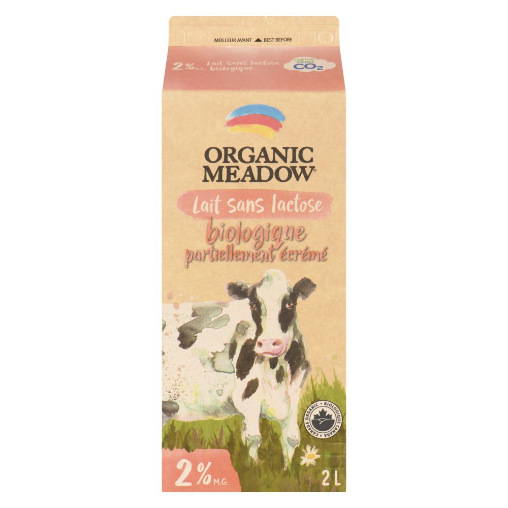 Organic Meadow Lait partiellement écrémé biologique sans lactose 2% M.G. 2L