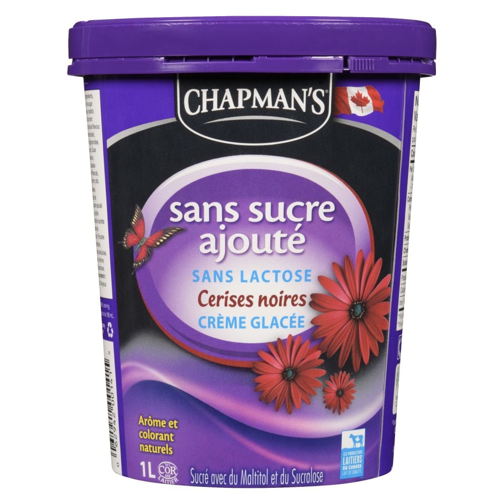 Chapman's Crème glacée cerises noires sans sucre ajouté sans lactose 1L