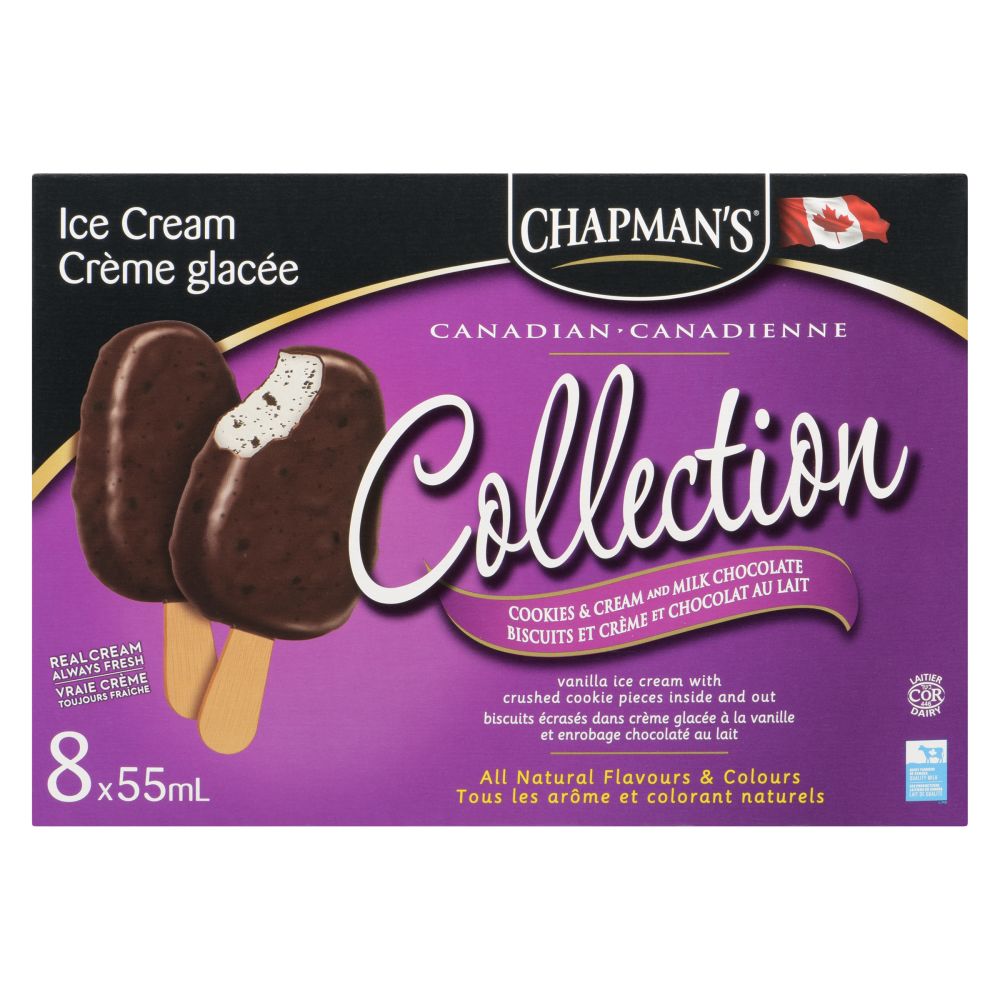 Chapman's Cookies & Cream And Milk Chocolate Ice Cream Bars 8x55ml