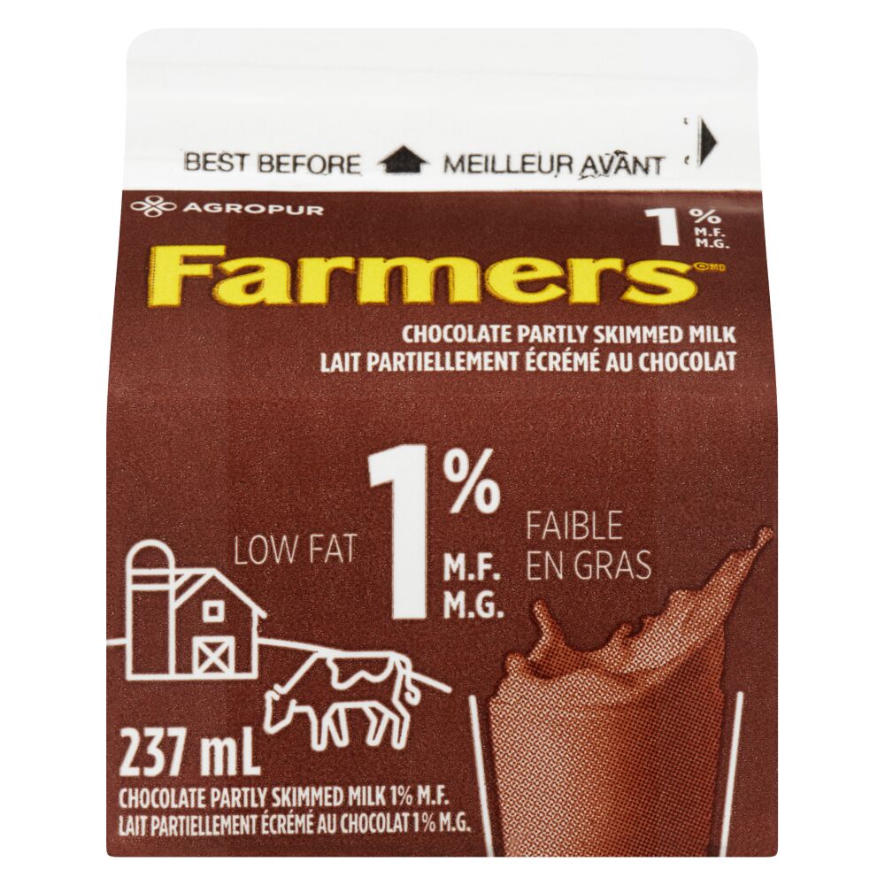 Farmers Partly Skimmed Chocolate Milk 1% M.F. 237ml