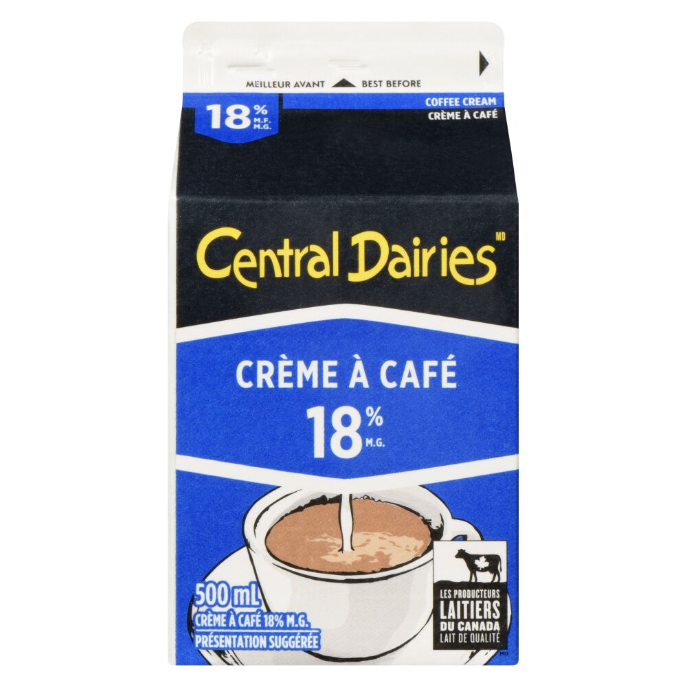 Central Dairies Crème à café 18% M.G. 500ml
