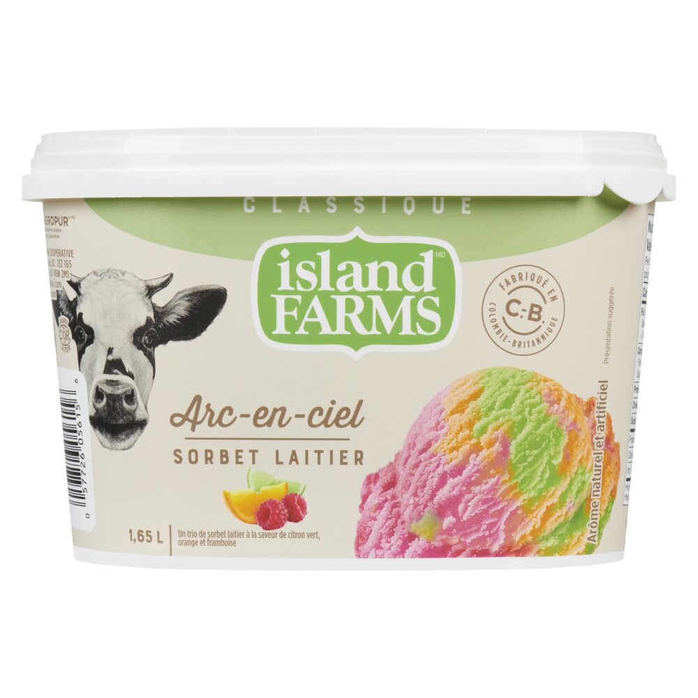 Island Farms Sorbet laitier classique arc-en-ciel 1.65L