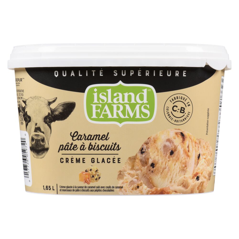 Island Farms Crème glacée supérieure caramel et pâte à biscuits 1.65L