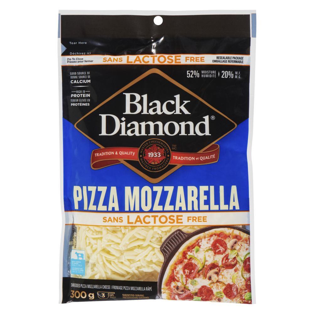 Black Diamond Shredded Lactose Free Pizza Mozzarella 300g
