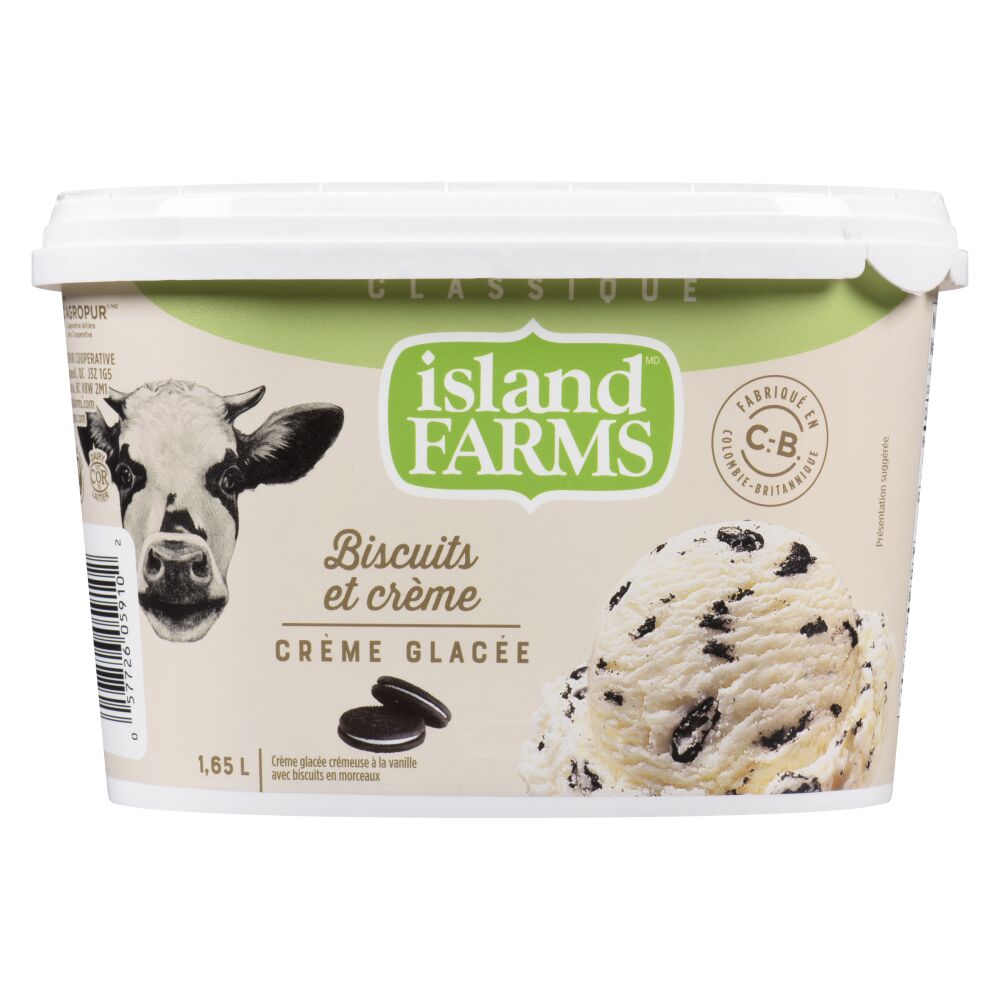 Island Farms Crème glacée classique biscuits et crème 1.65L