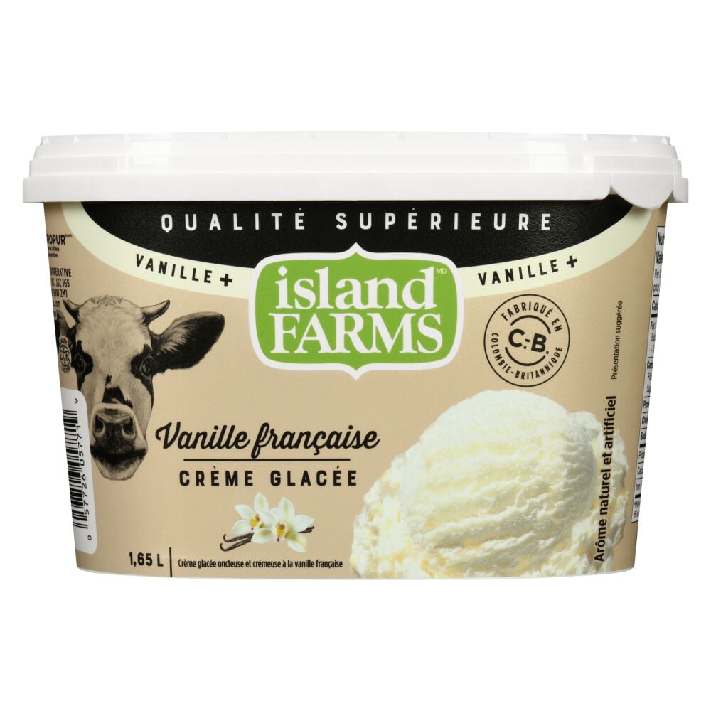 Island Farms Crème glacée supérieure vanille+ vanille française 1.65L