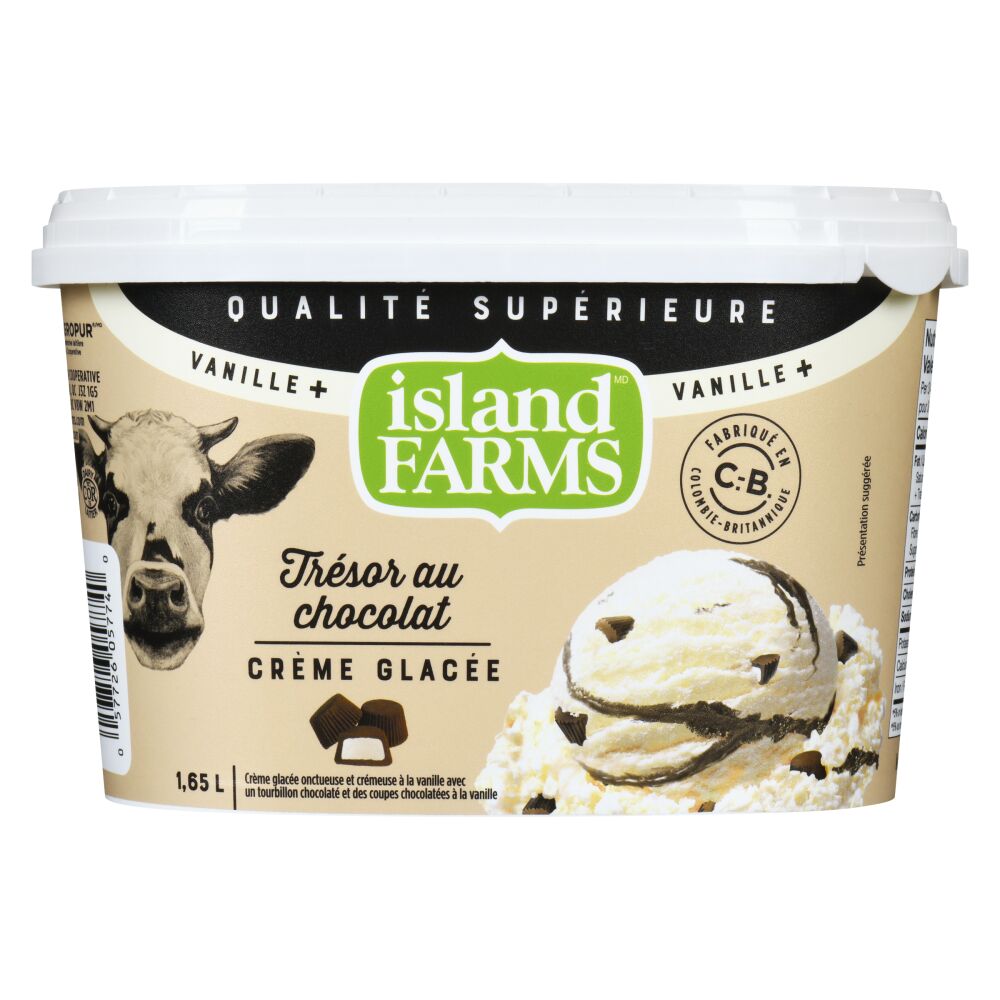 Island Farms Crème glacée supérieure vanille+ trésor au chocolat 1.65L