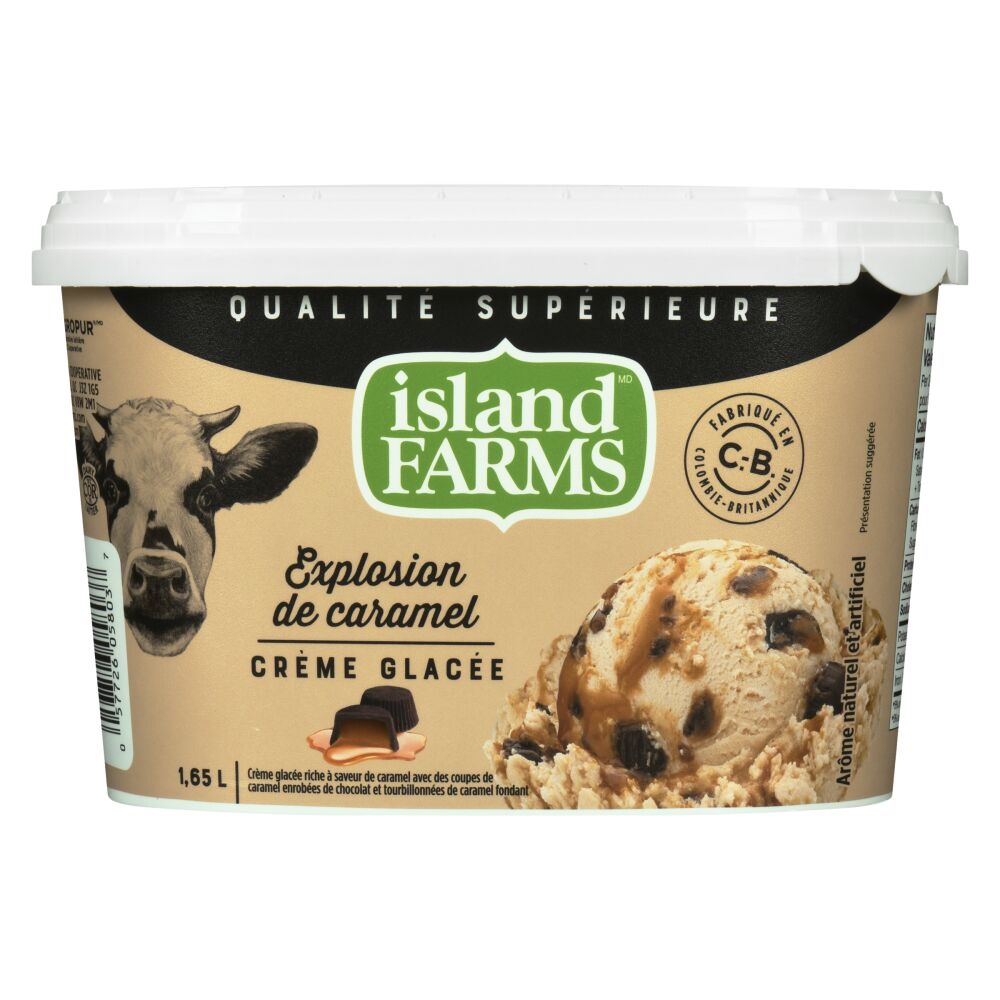 Island Farms Crème glacée supérieure crème champêtre explosion de caramel 1.65L