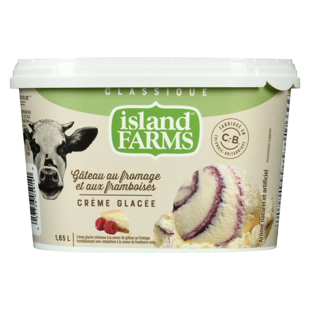 Island Farms Crème glacée classique gâteau au fromage aux framboises 1.65L