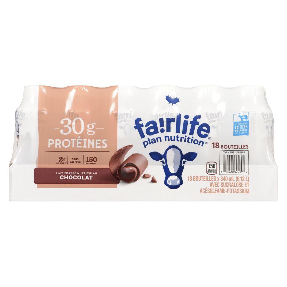 Fairlife Plan Nutrition Lait frappé nutritif chocolat 2% M.G. 18x340ml