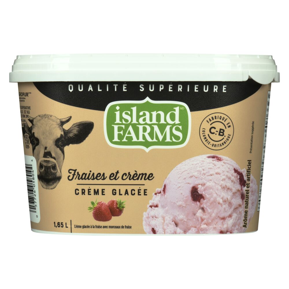 Island Farms Crème glacée qualité supérieure crème champêtre fraises et crème 1.65L