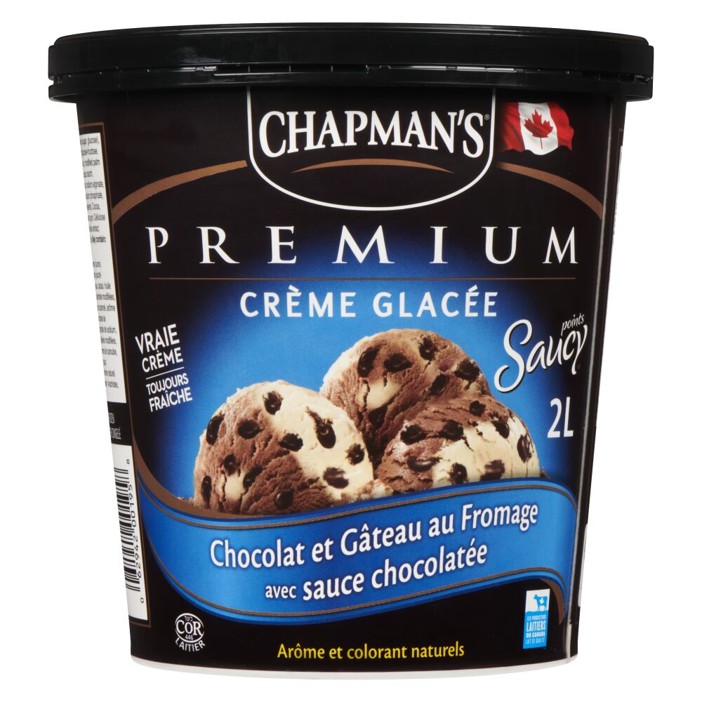 Chapman's Crème glacée premium chocolat et gâteau au fromage avec sauce au chocolat 2L