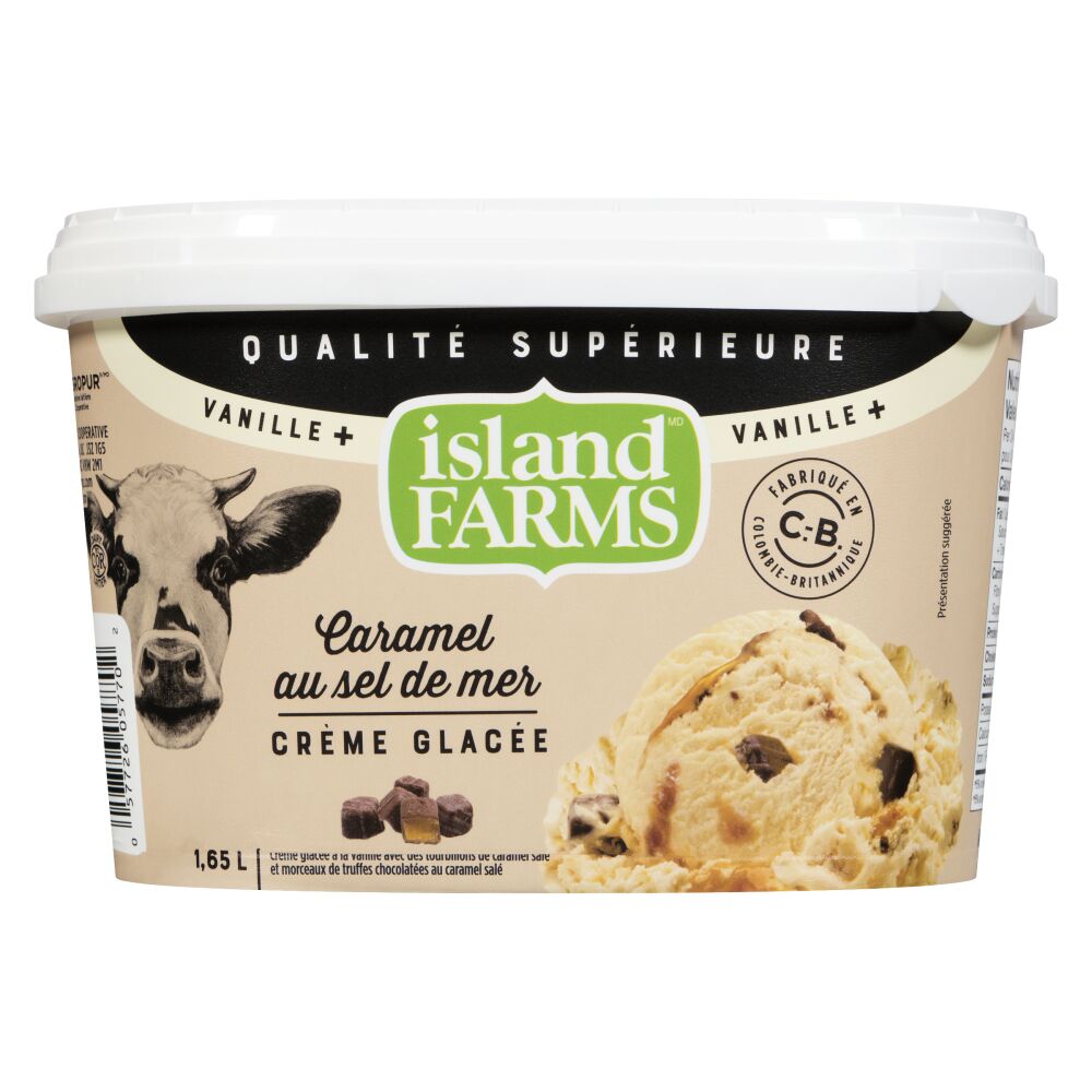 Island Farms Crème glacée vanille+ qualité supérieure caramel au sel de mer 1.65L