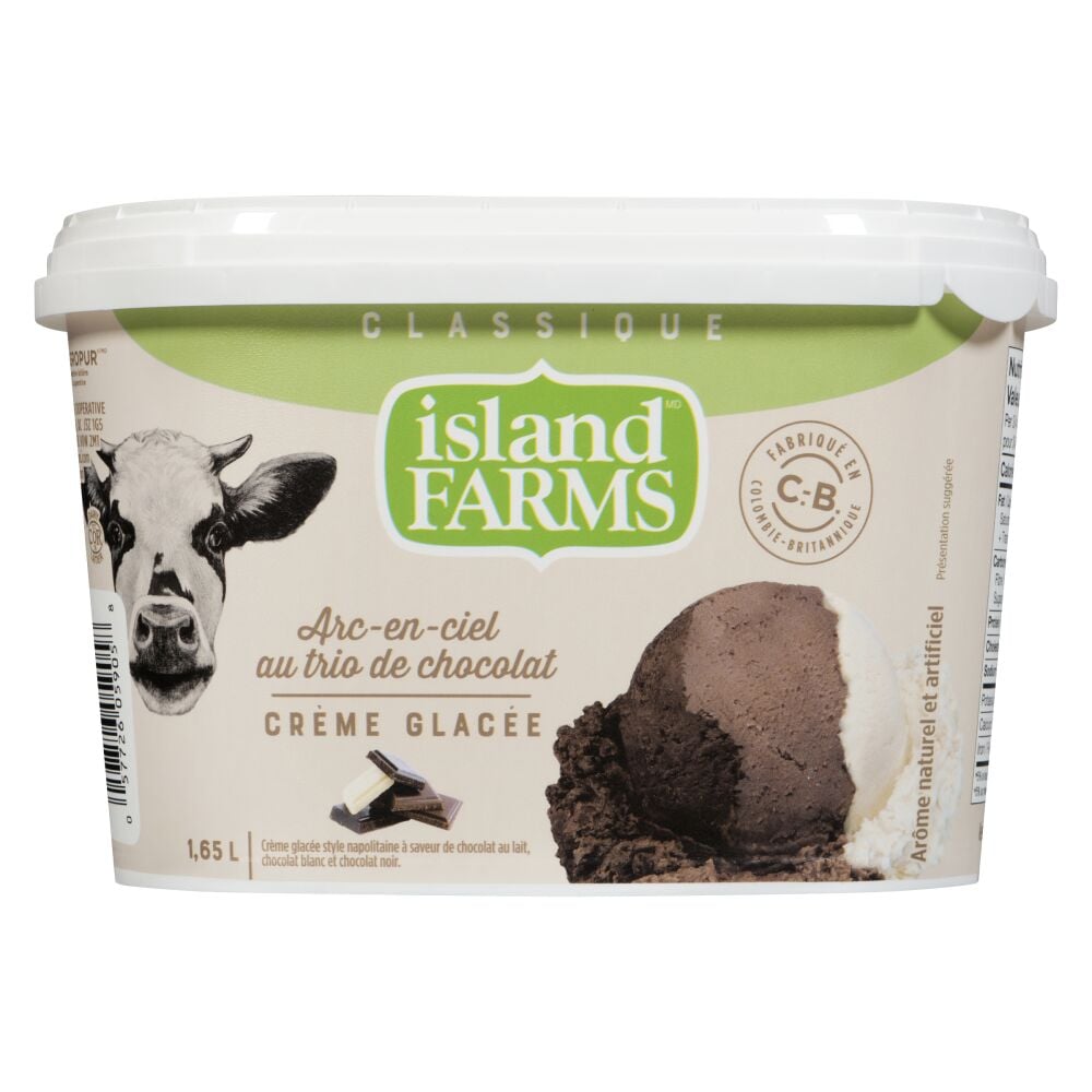 Island Farms Crème glacée classique arc-en-ciel au trio de chocolat 1.65L